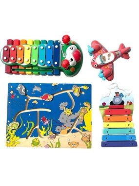 Kids’ Bundle of Musical Toys Plane & Wooden Ocean Puzzle